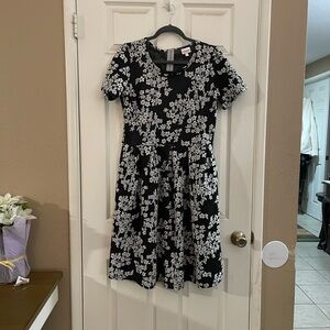 LuLaRoe Black and White Floral Midi Dress